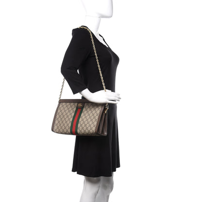Gucci GG Supreme Monogram Web Medium Ophidia Chain Shoulder Bag Brown 2 of 11
