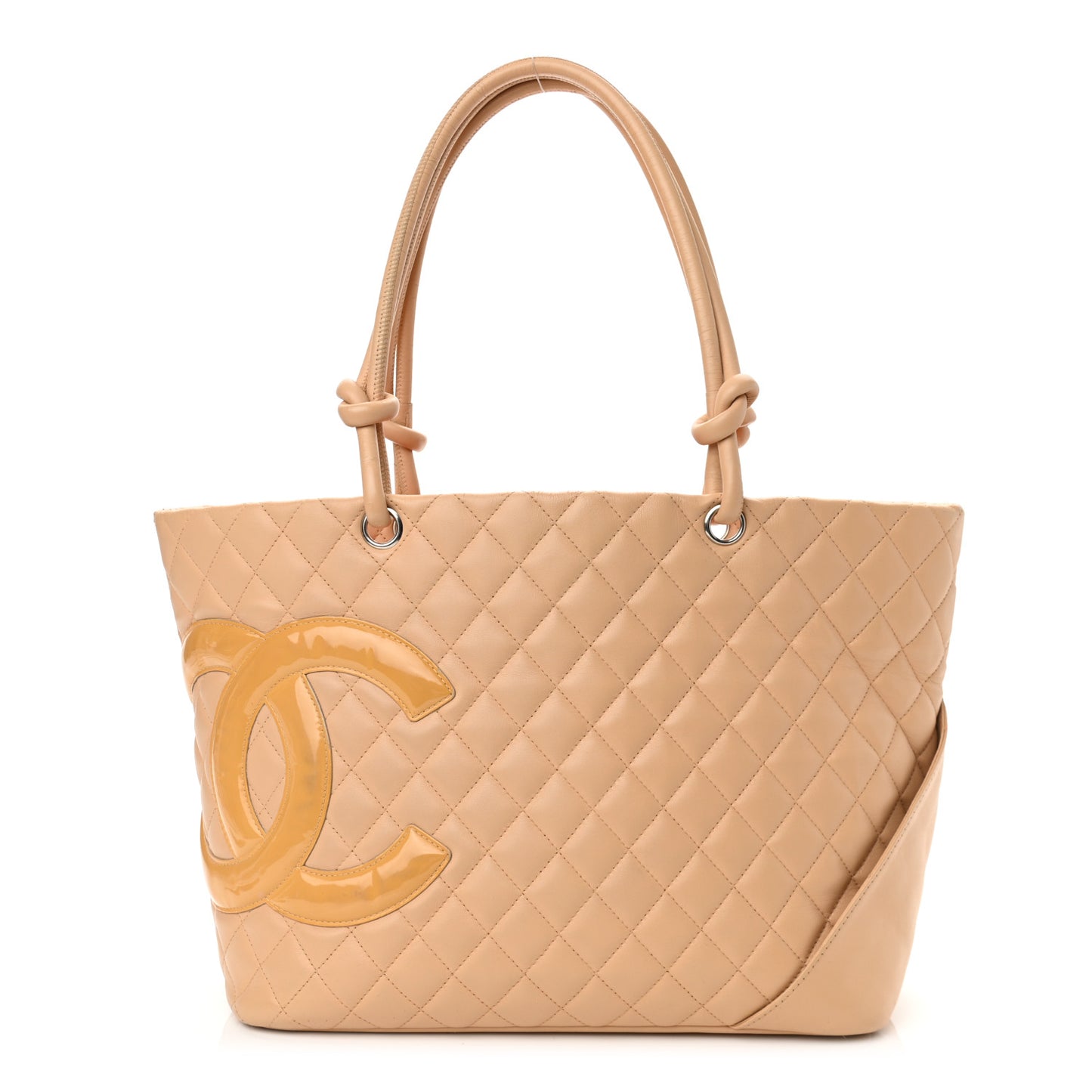 Calfskin Quilted Large Cambon Tote Beige