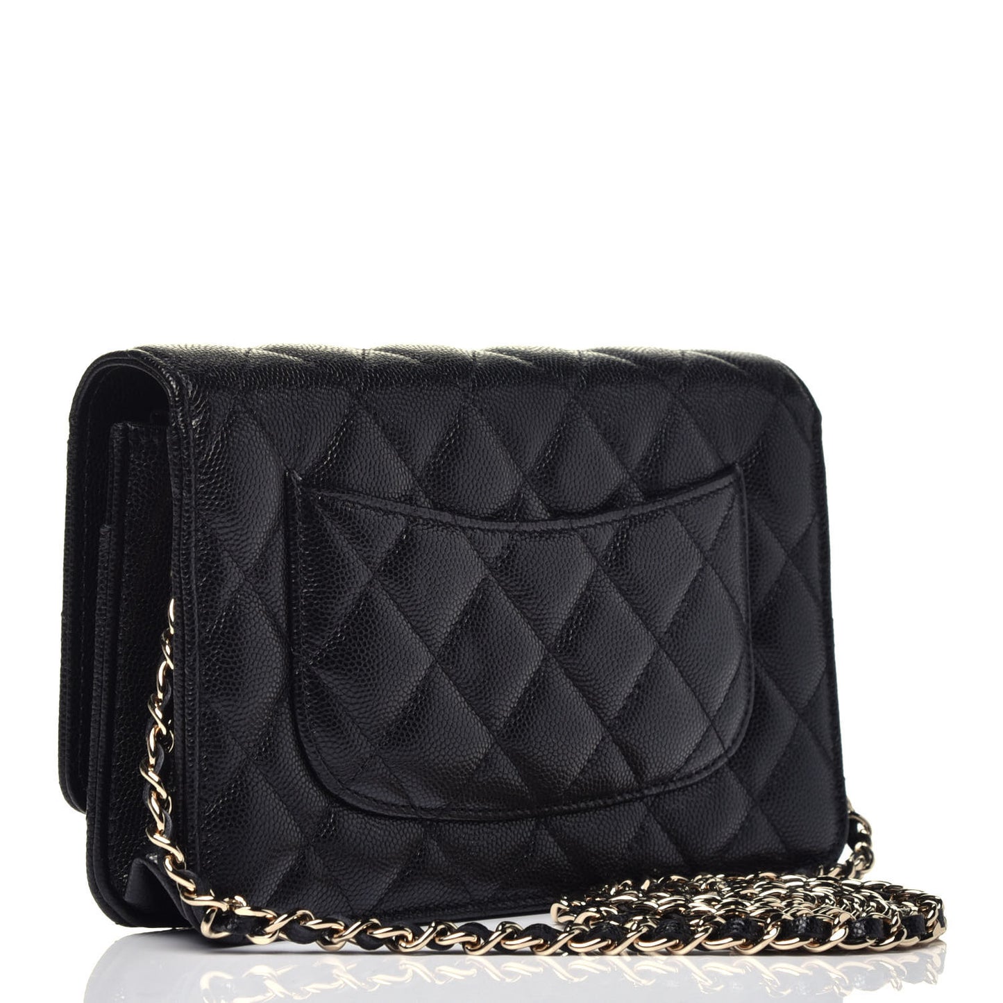 Caviar Quilted French New Wave Chain CC Wallet On Chain WOC Black