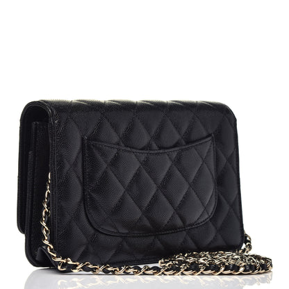 Chanel Caviar Quilted French New Wave Chain CC Wallet On Chain WOC Black 3 of 9