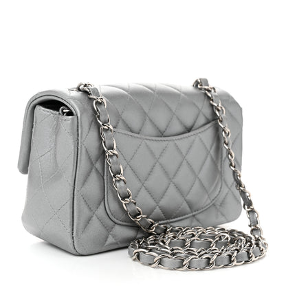 Chanel Metallic Lambskin Quilted Mini Rectangular Flap Silver 3 of 10