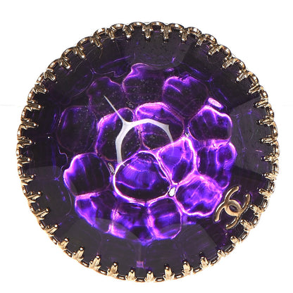 Chanel Metal Resin Stone Brooch Gold Purple 1 of 5