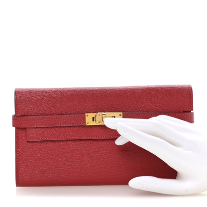 Hermes Chevre Mysore Kelly Longue Wallet Rouge Casaque 4 of 16