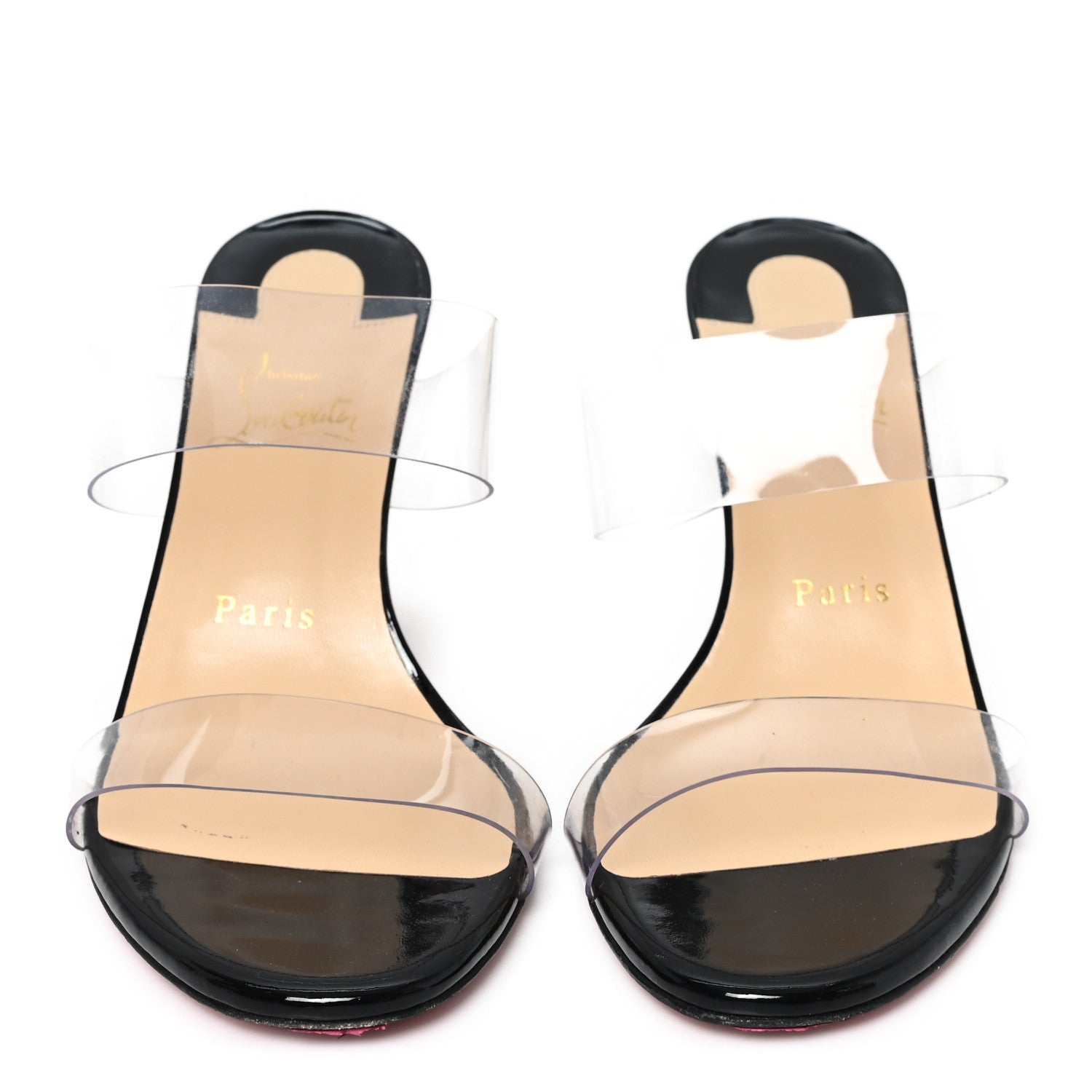 Christian Louboutin Patent PVC Just Nothing 85 Slide Sandals 38.5 Black 3 of 9