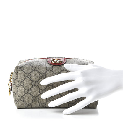 Gucci Soft GG Supreme Monogram Calfskin Medium Ophidia Cosmetic Case Beige Ebony Hibiscus Red 2 of 11
