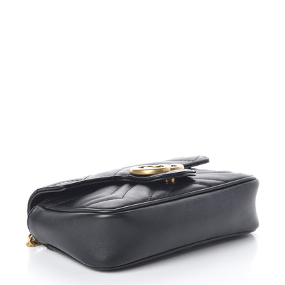 Gucci Calfskin Matelasse Super Mini GG Marmont Shoulder Bag Black 4 of 10