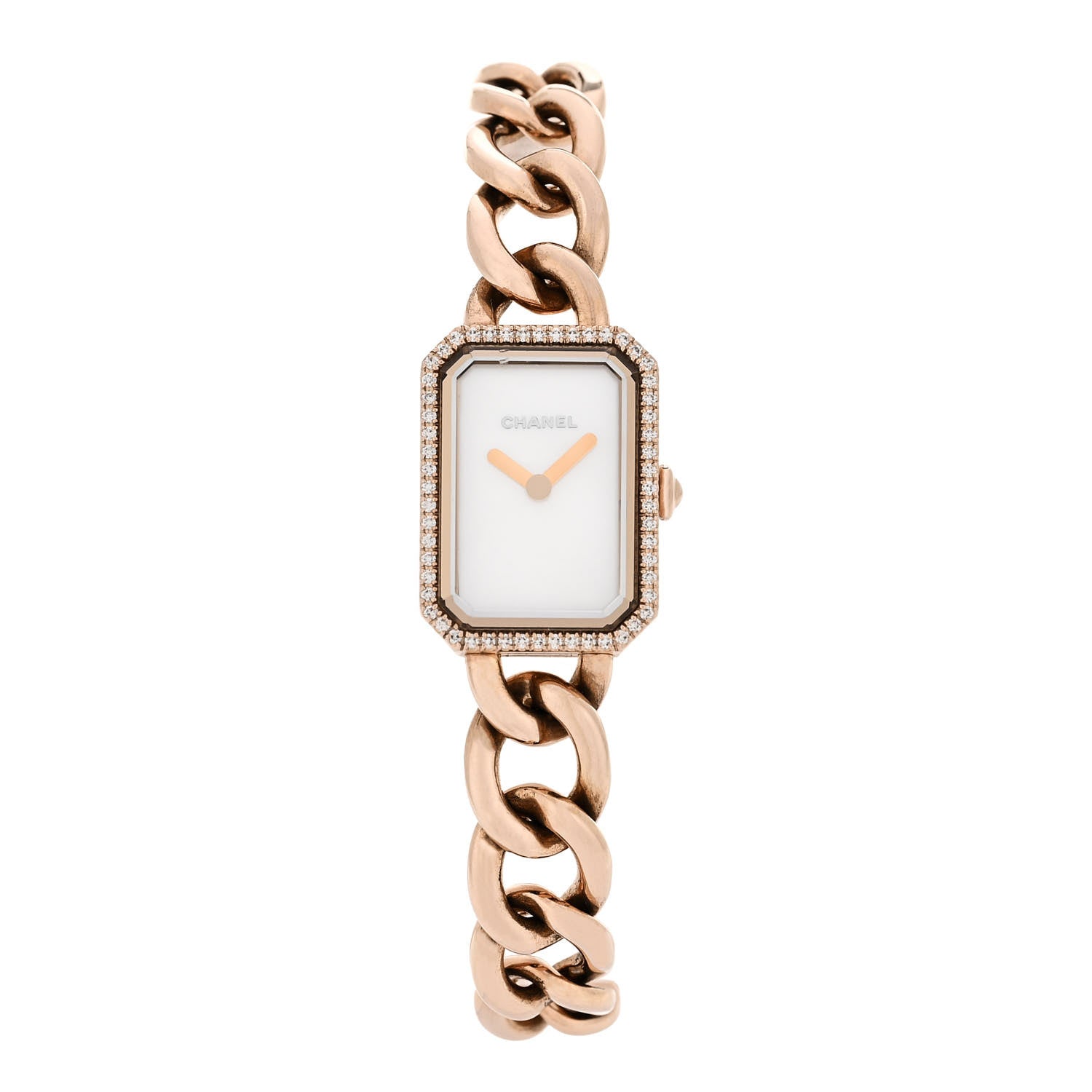 Chanel 18K Beige Gold Diamond Bezel Mother of Pearl 16mm Chain Premiere Quartz Watch 1 of 4