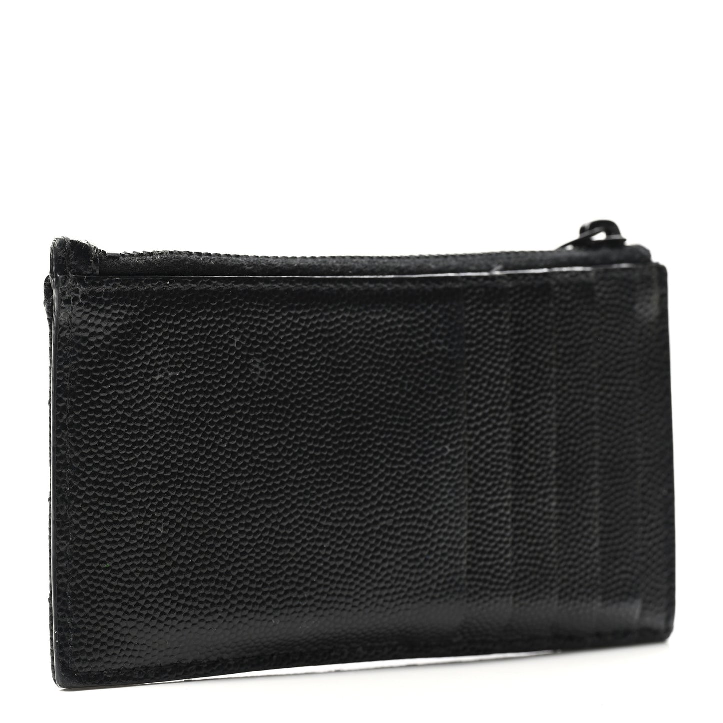 Grain De Poudre Matelasse Chevron Monogram Fragments Zippered Card Case Black