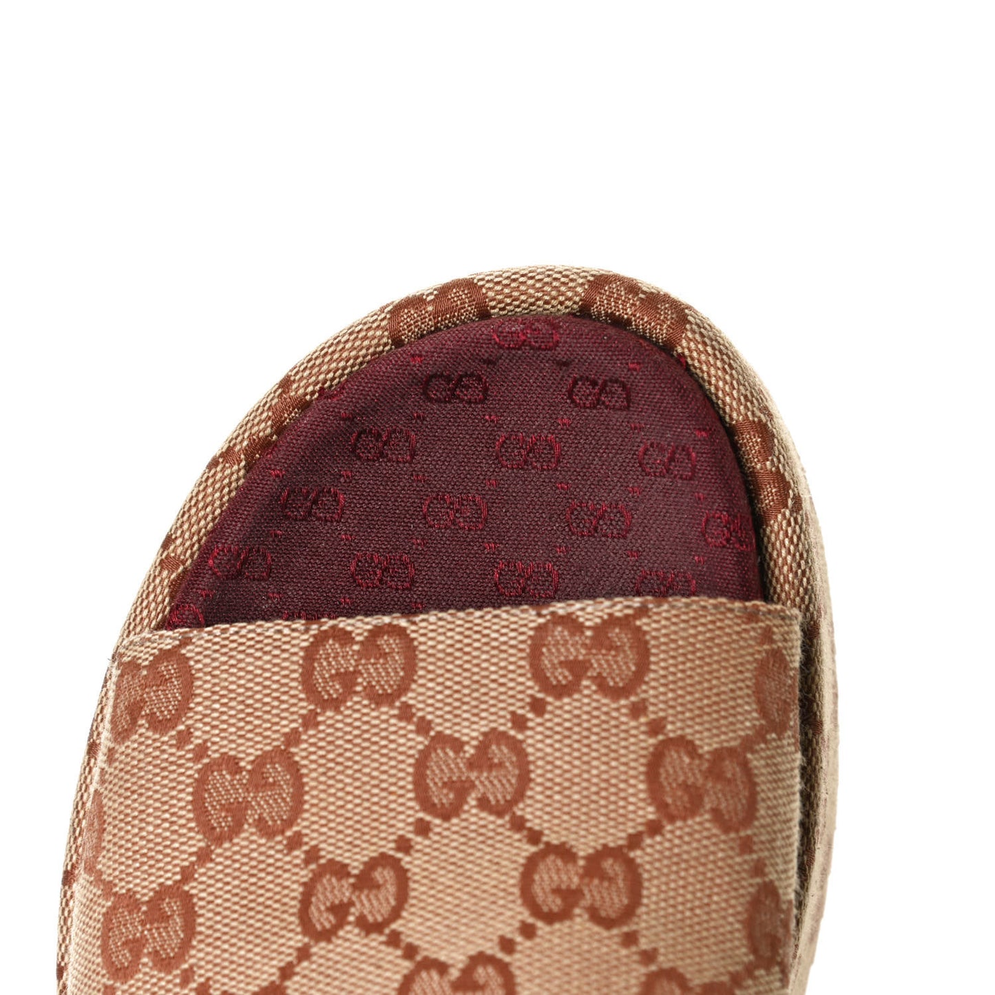 Canvas GG Monogram Angelina Platform Slide Sandals 36.5 Beige Ruggine