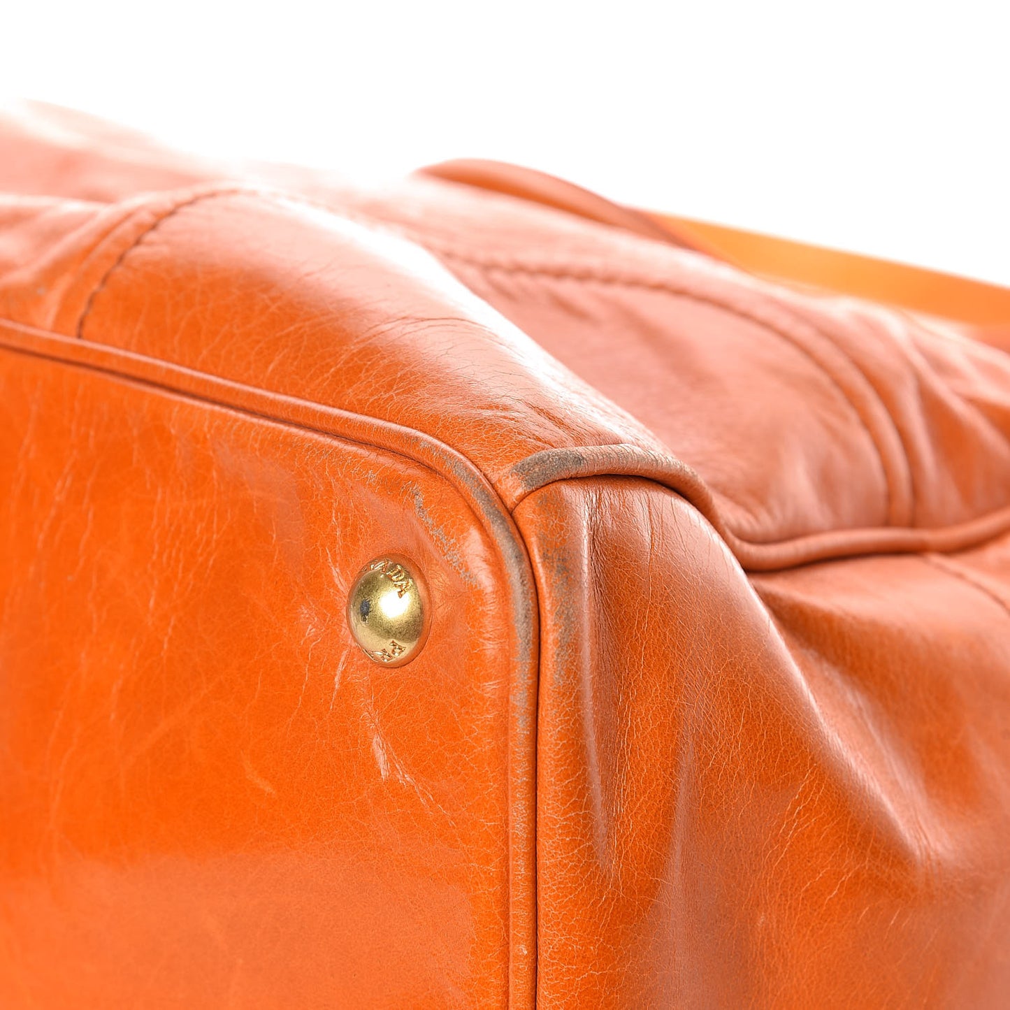 Vitello Shine Top Handle Tote Papaya