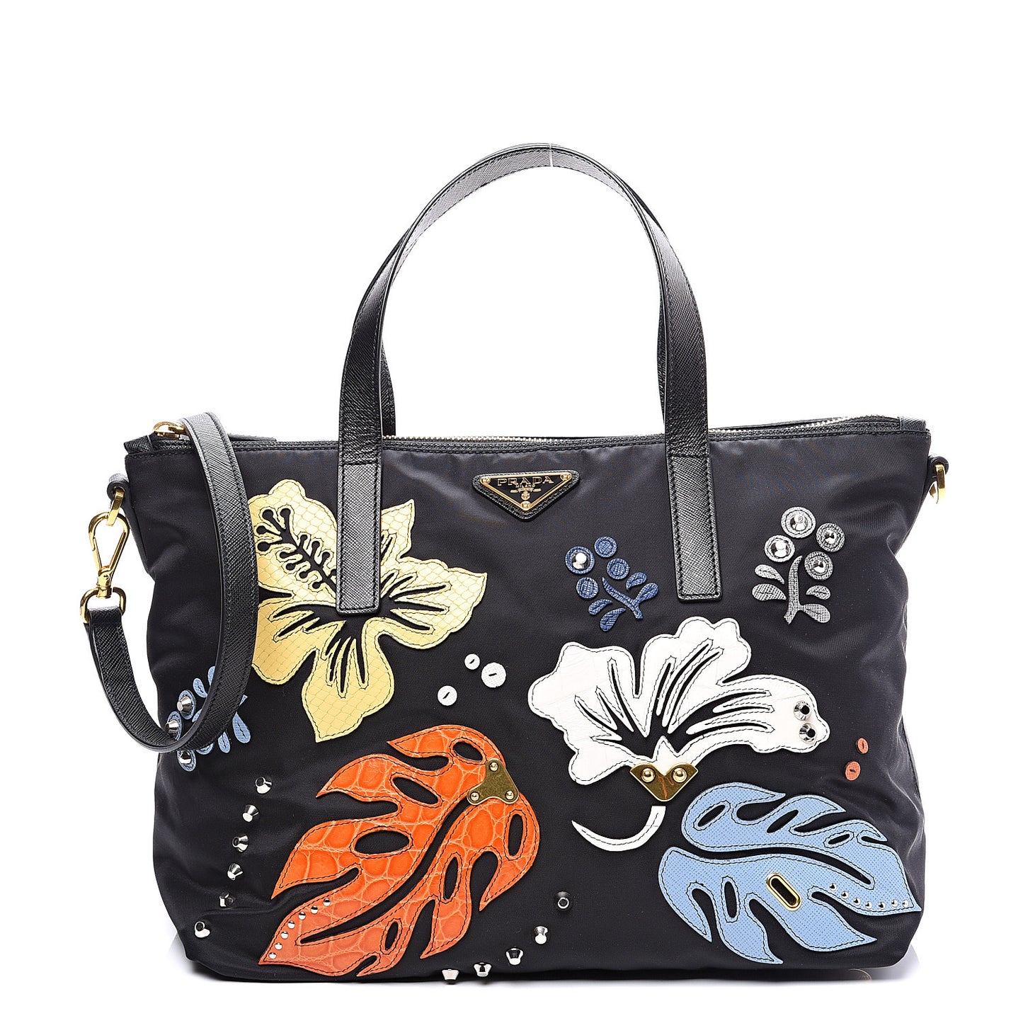 Nylon Tessuto Hawaii Tote Bag Black