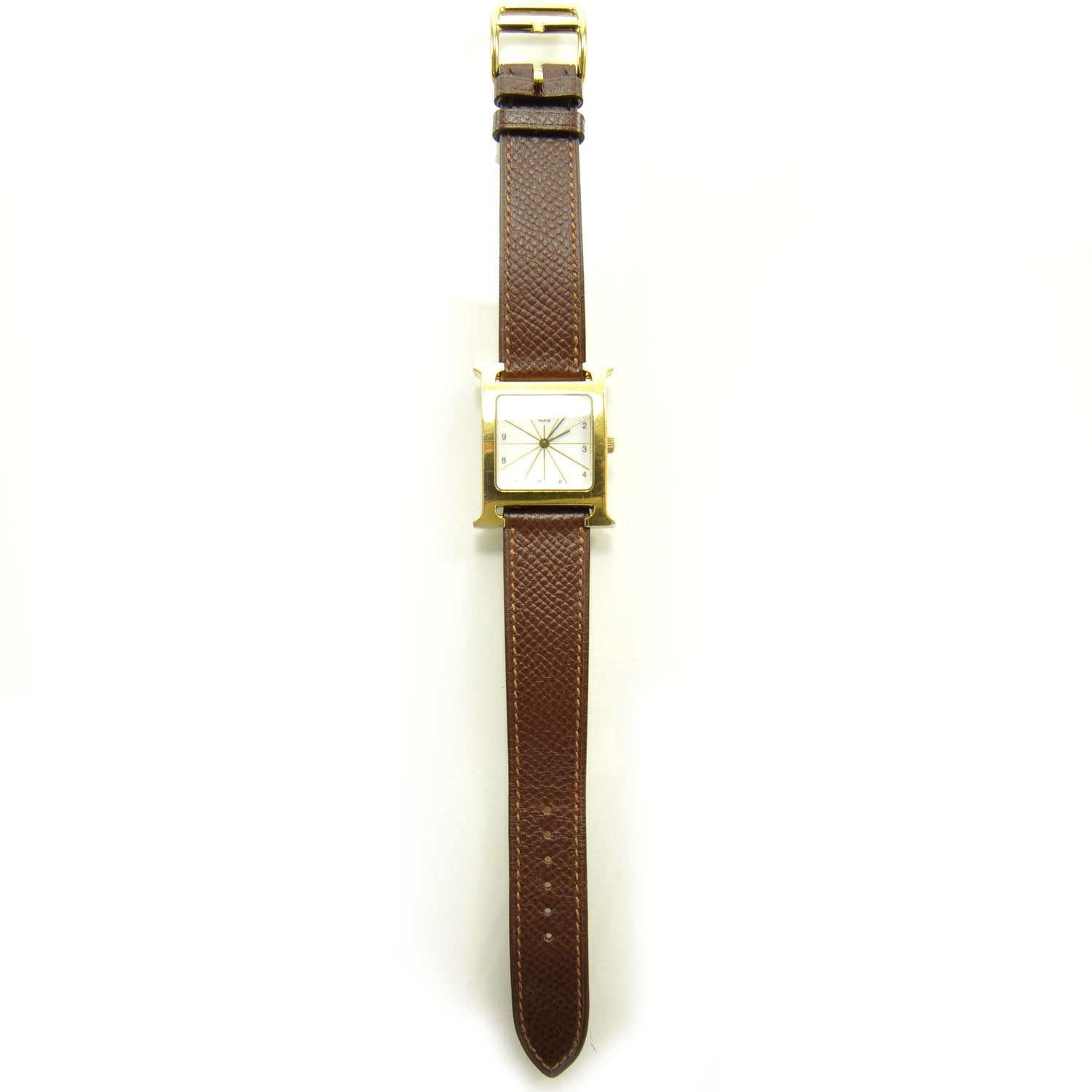 Hermes Stainless Steel Epsom 26mm Heure H Hour Quartz Watch Gold 1 of 5