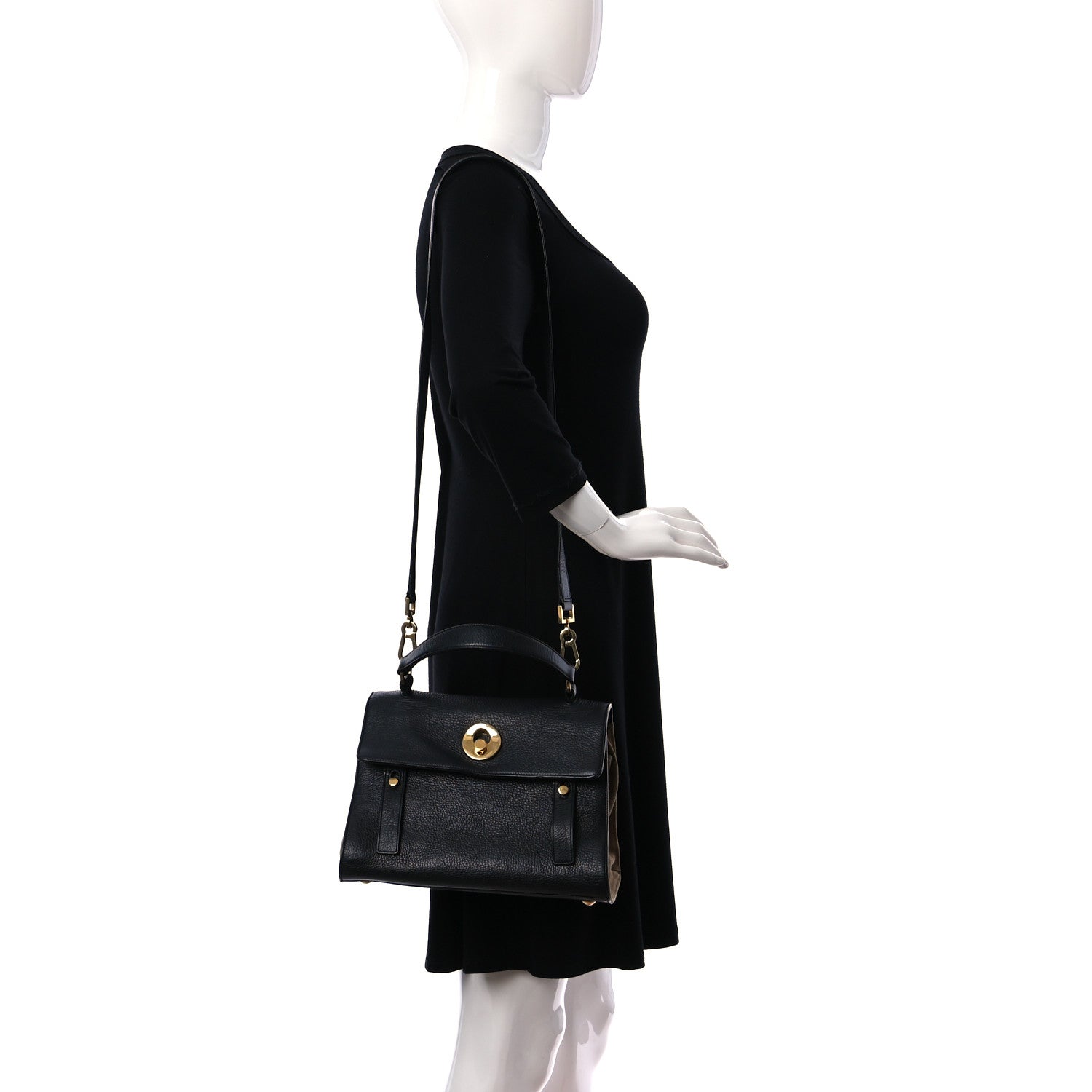 Saint Laurent Calfskin Suede Small Muse Two Black Beige 2 of 10