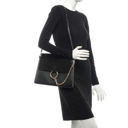 Chloe Suede Calfskin Medium Faye Shoulder Bag Black 2 of 6