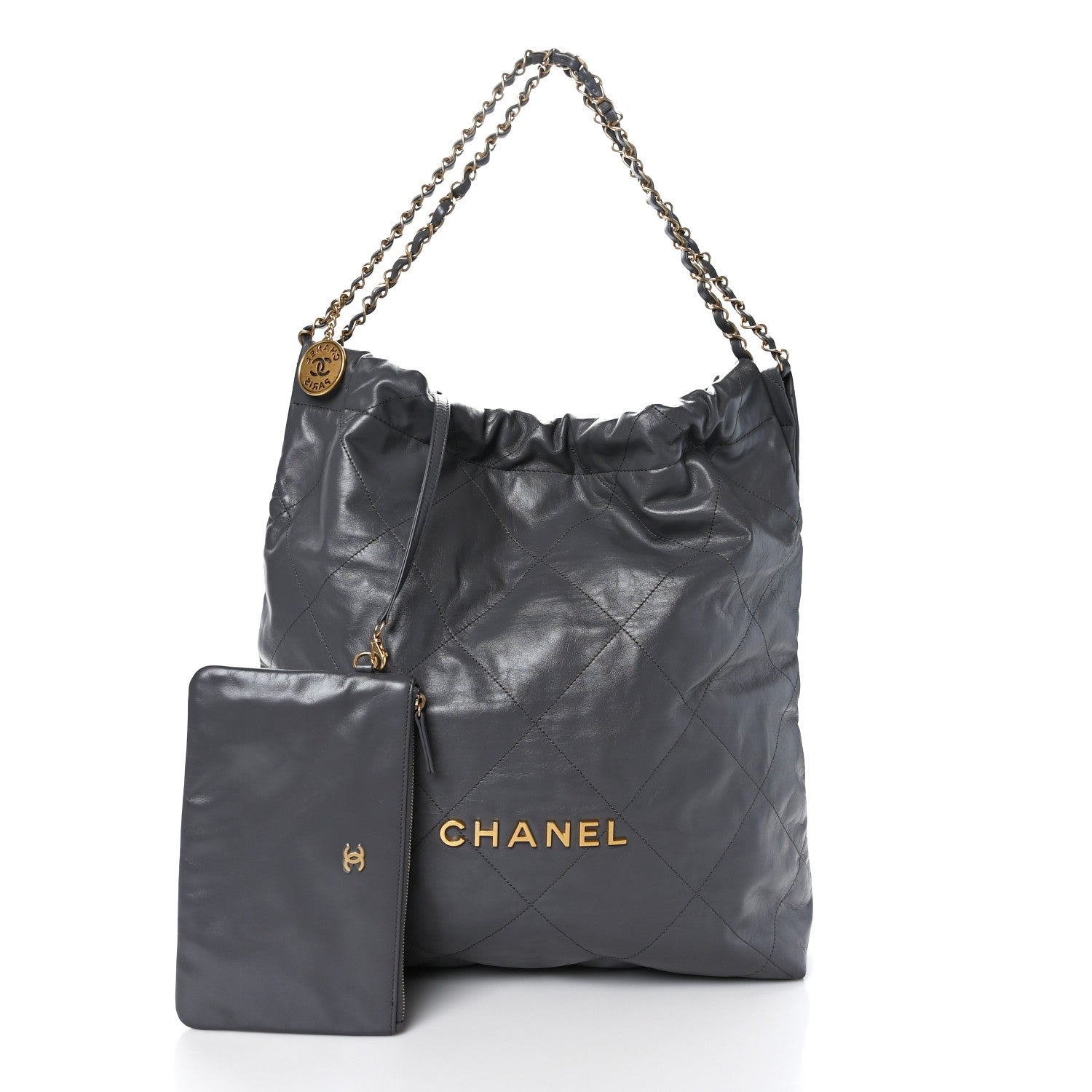Chanel Shiny Calfskin Quilted Large Chanel 22 Grey 3 of 10