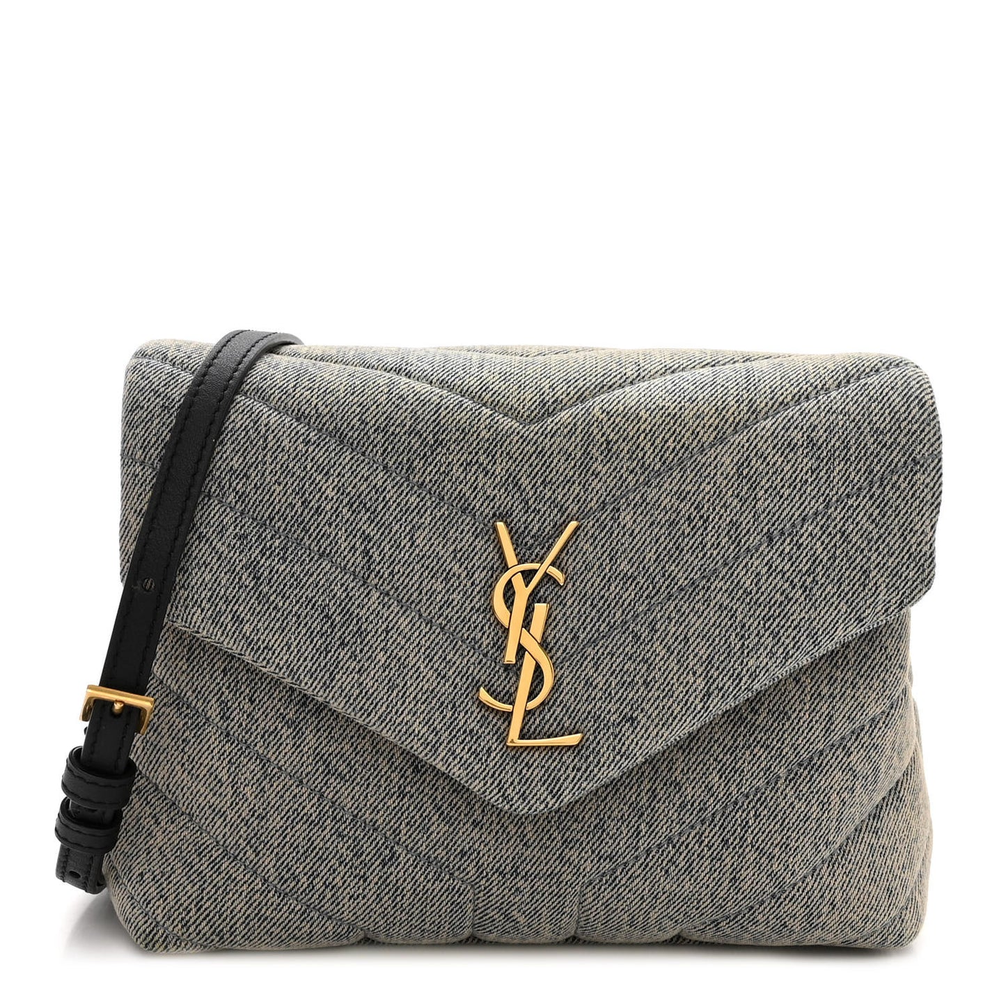 Denim Y Quilted Monogram Toy Loulou Crossbody Bag Grey
