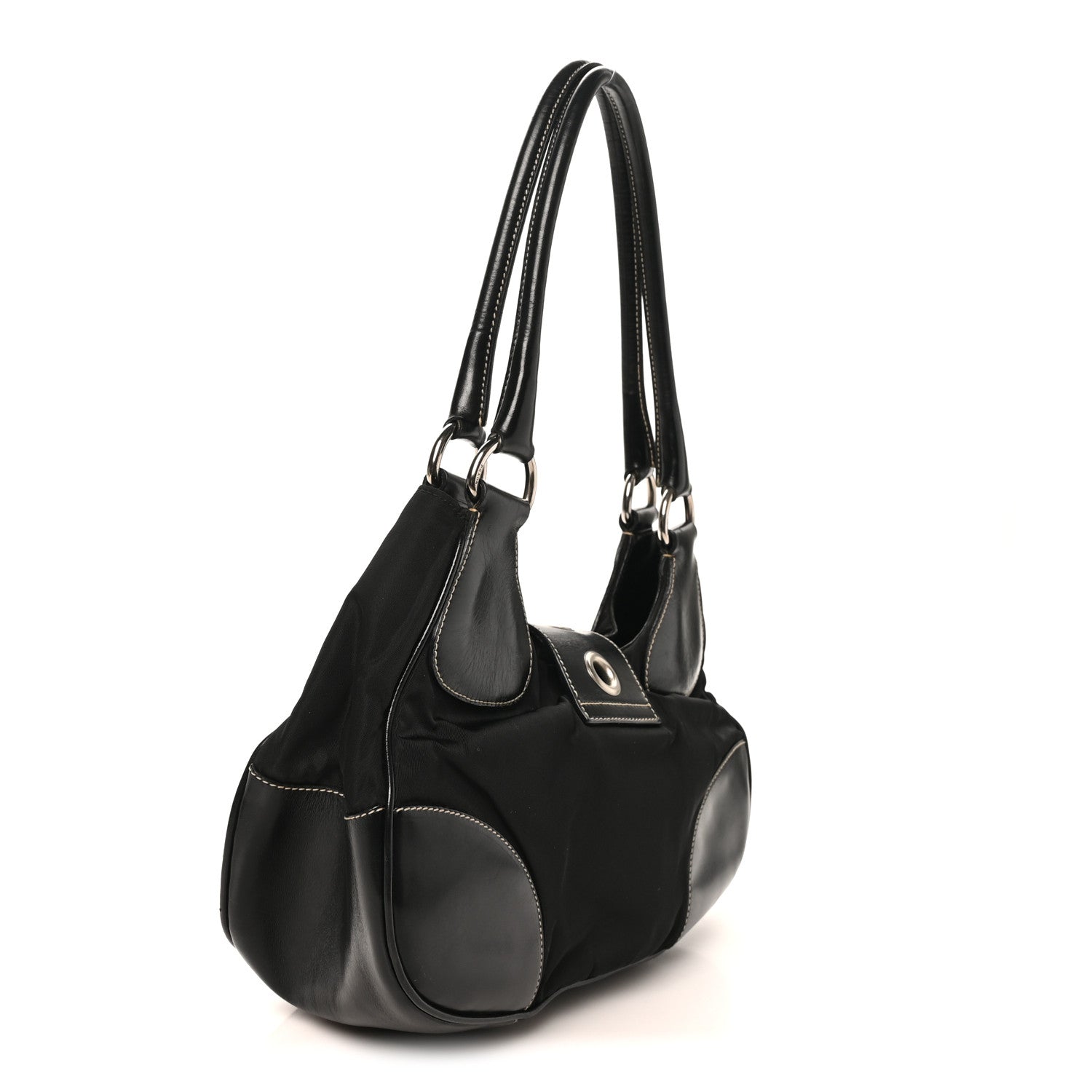 Prada Tessuto Nylon Moon Shoulder Bag Black 3 of 9