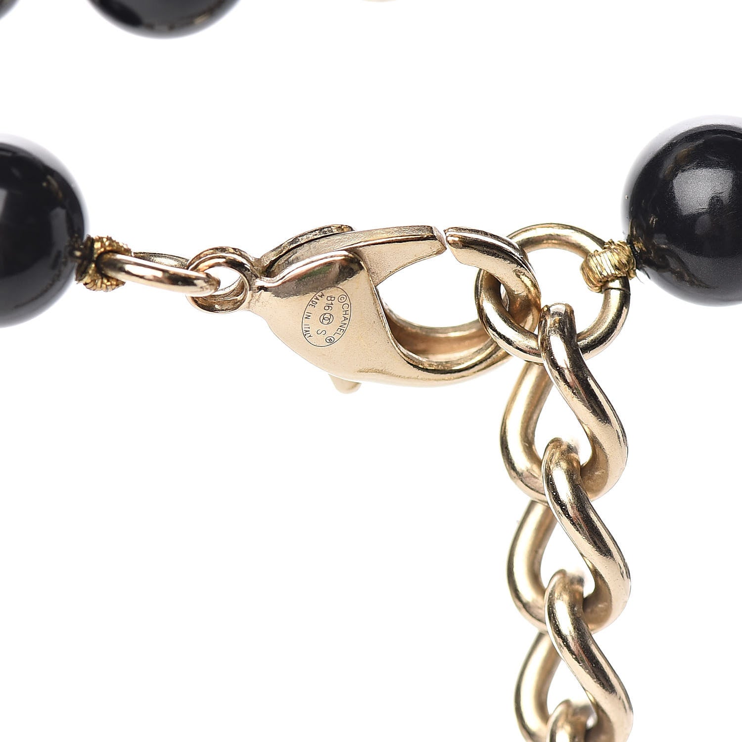 Chanel Beaded CC Long Necklace Black Gold 4 of 5