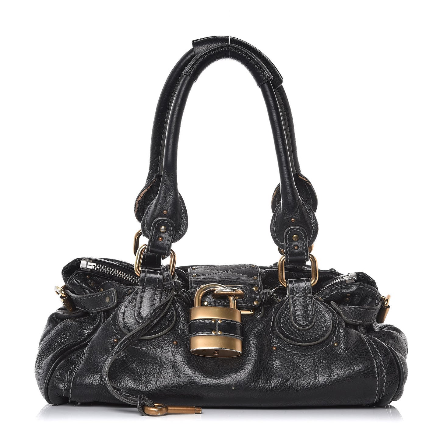 Calfskin Medium Paddington Satchel Black