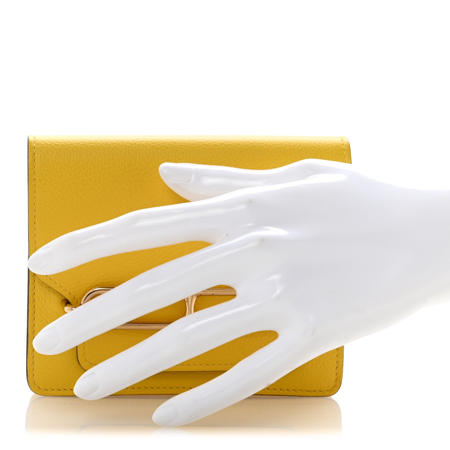 【ほぼ未使用エルメス】イエロー レザー ケース Hermes Evercolor Roulis Slim Wallet Jaune De Naples 1889399
