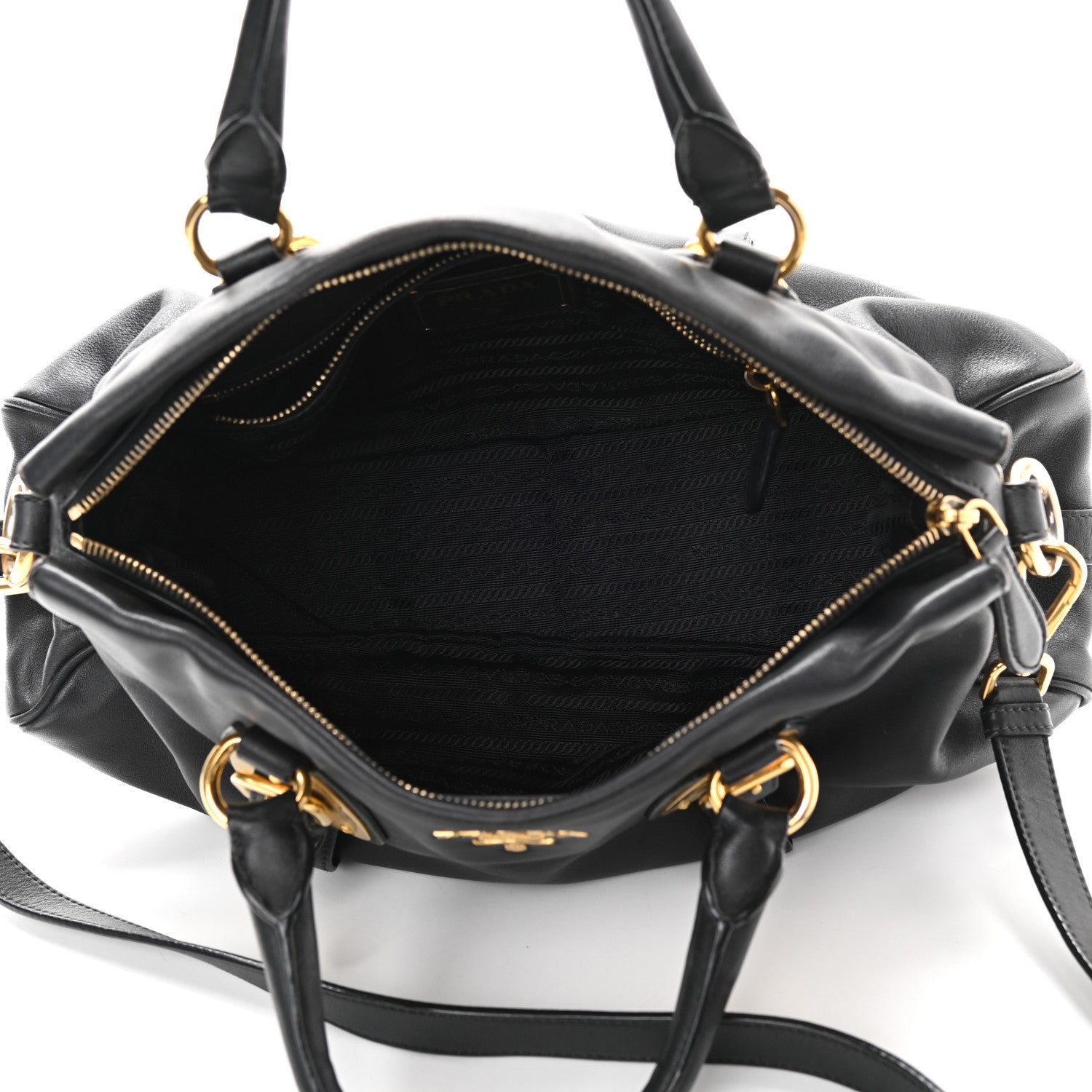 Prada Soft Calf Shopping Satchel Black 4 of 9
