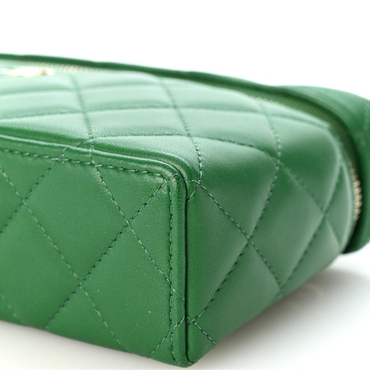 Chanel Lambskin Quilted Top Handle Slim Vanity With Chain Green 10 of 10