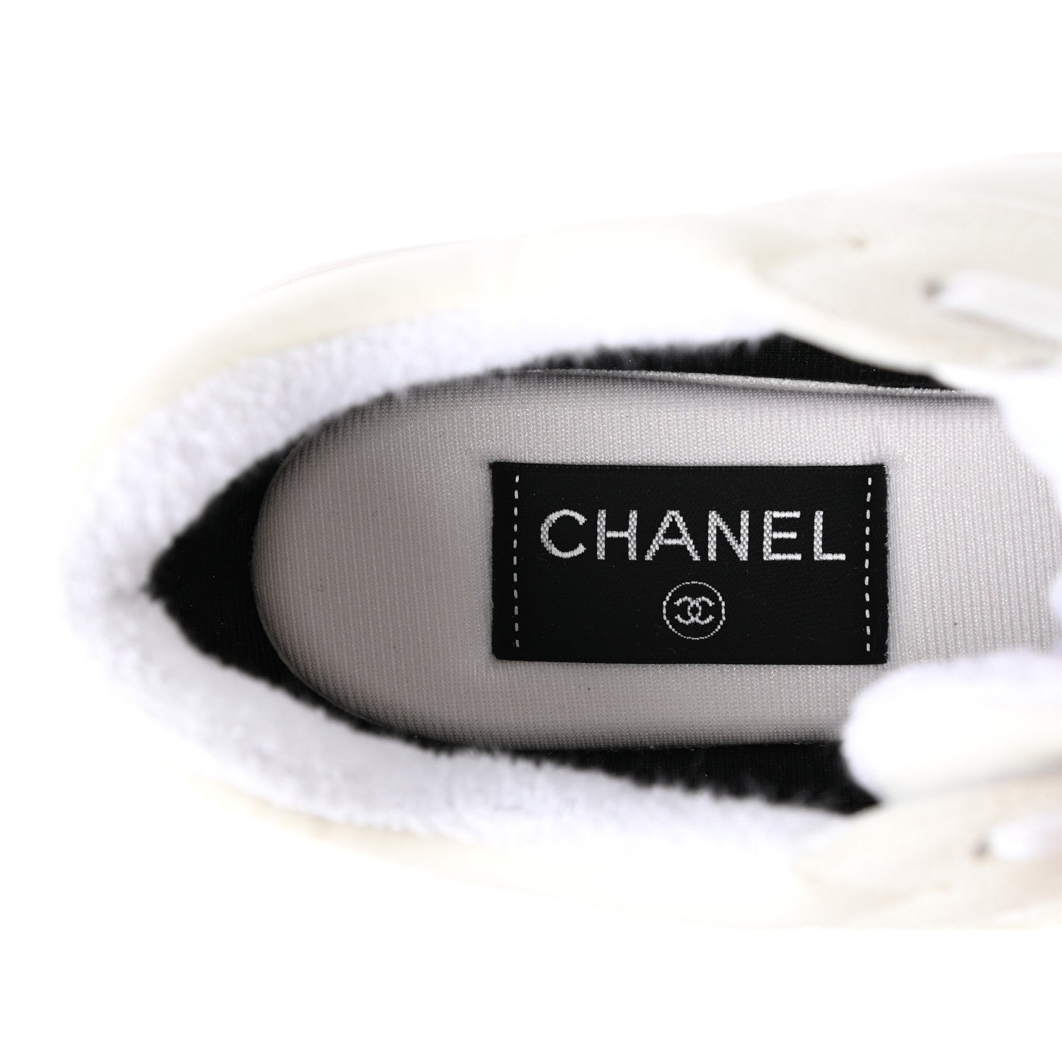 Chanel Suede Calfskin Fabric CC Sneakers 40 White 7 of 9