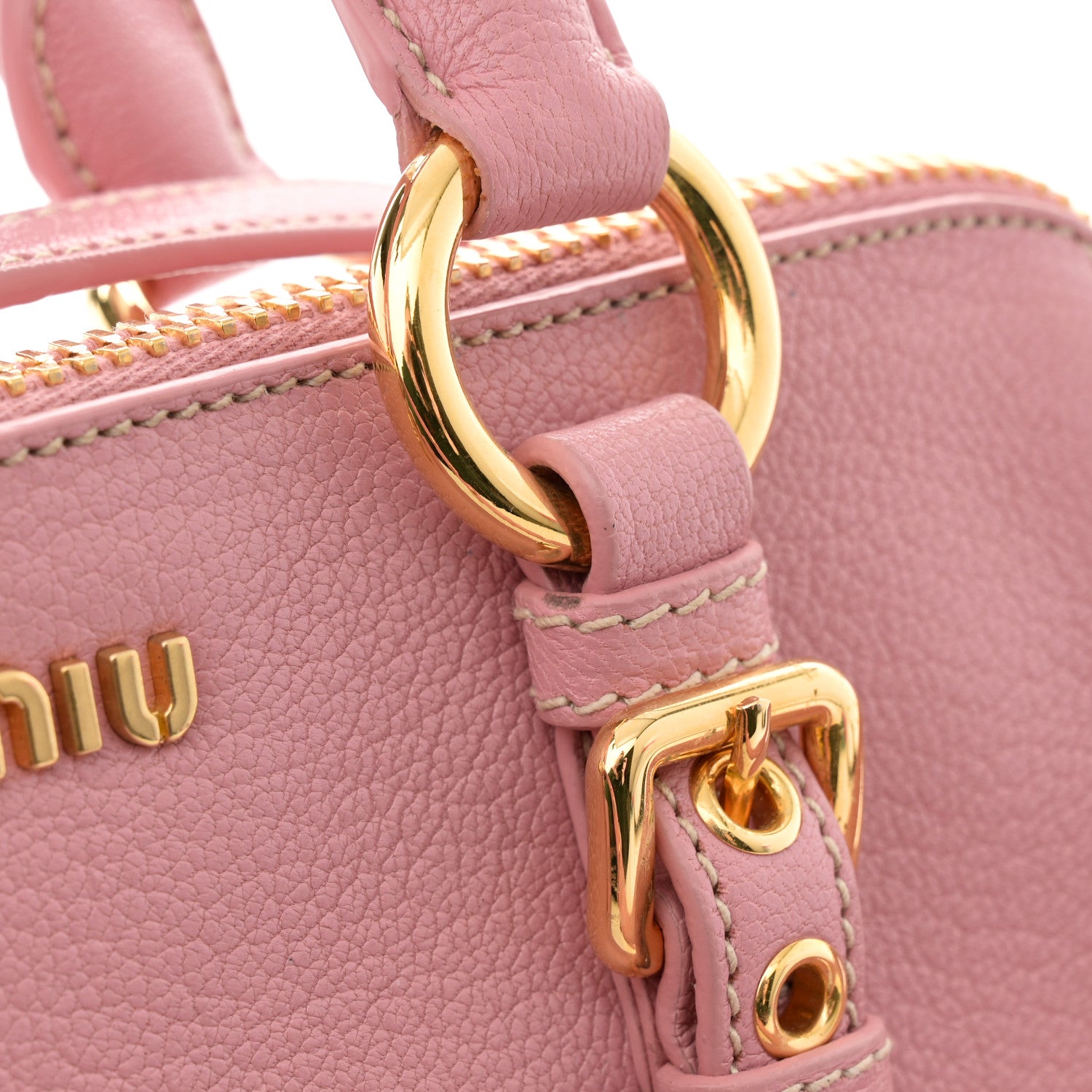 Miu Miu Goatskin Madras Bowling Bag Rosa 10 of 10