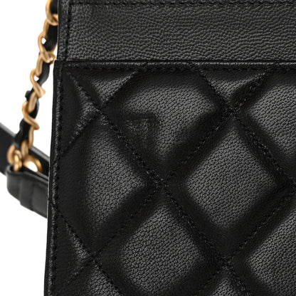 Chanel Goatskin Quilted Quilted Like A Wallet Wallet On Chain WOC Black 12 of 17