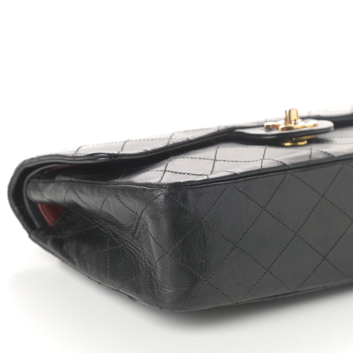 Lambskin Quilted Medium Double Flap Black
