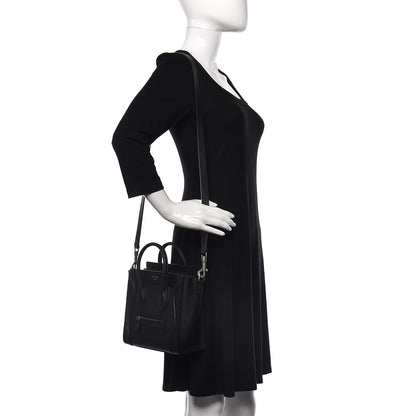 Celine Drummed Calfskin Nano Luggage Black 2 of 9