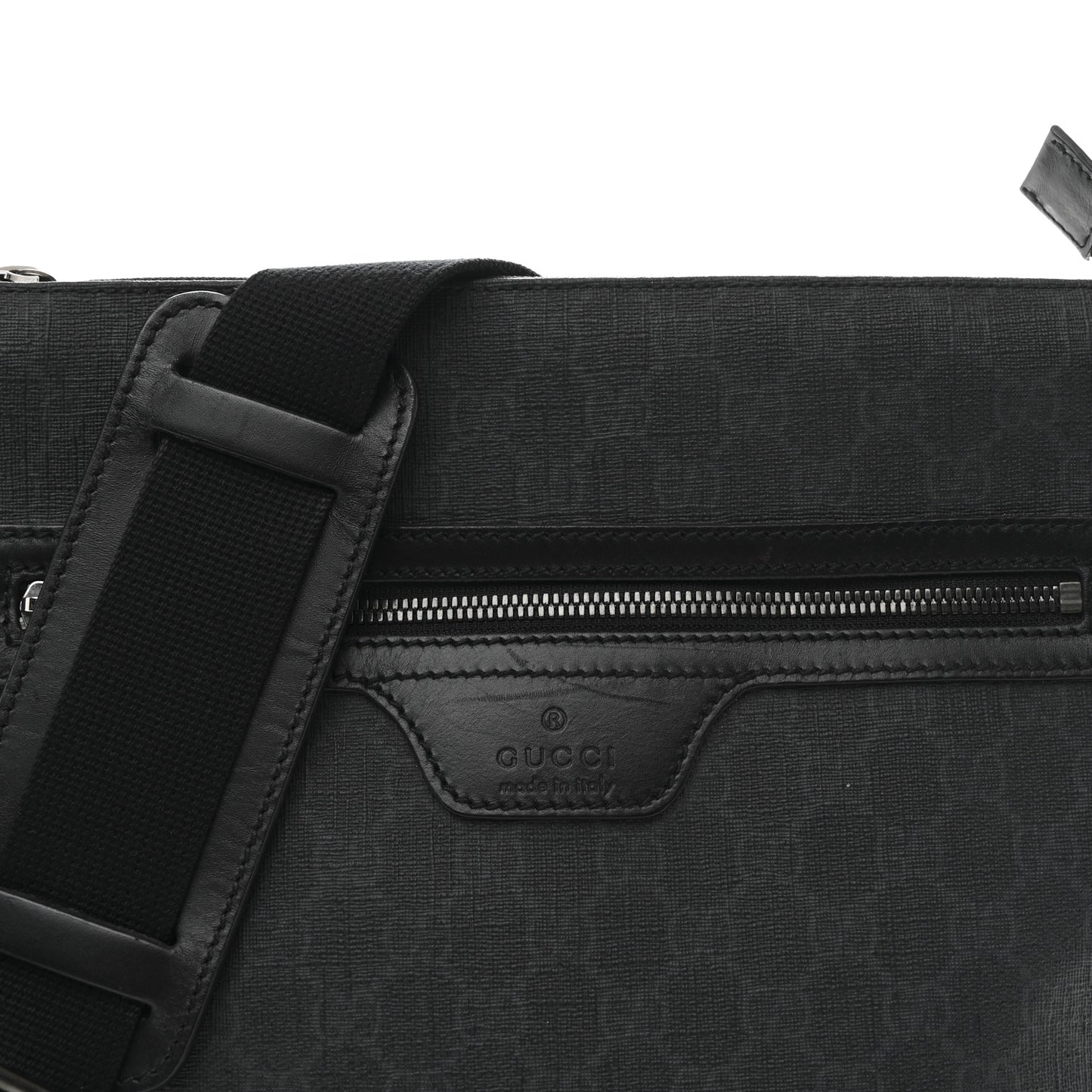GG Supreme Monogram Crossbody Messenger Bag Black Grey