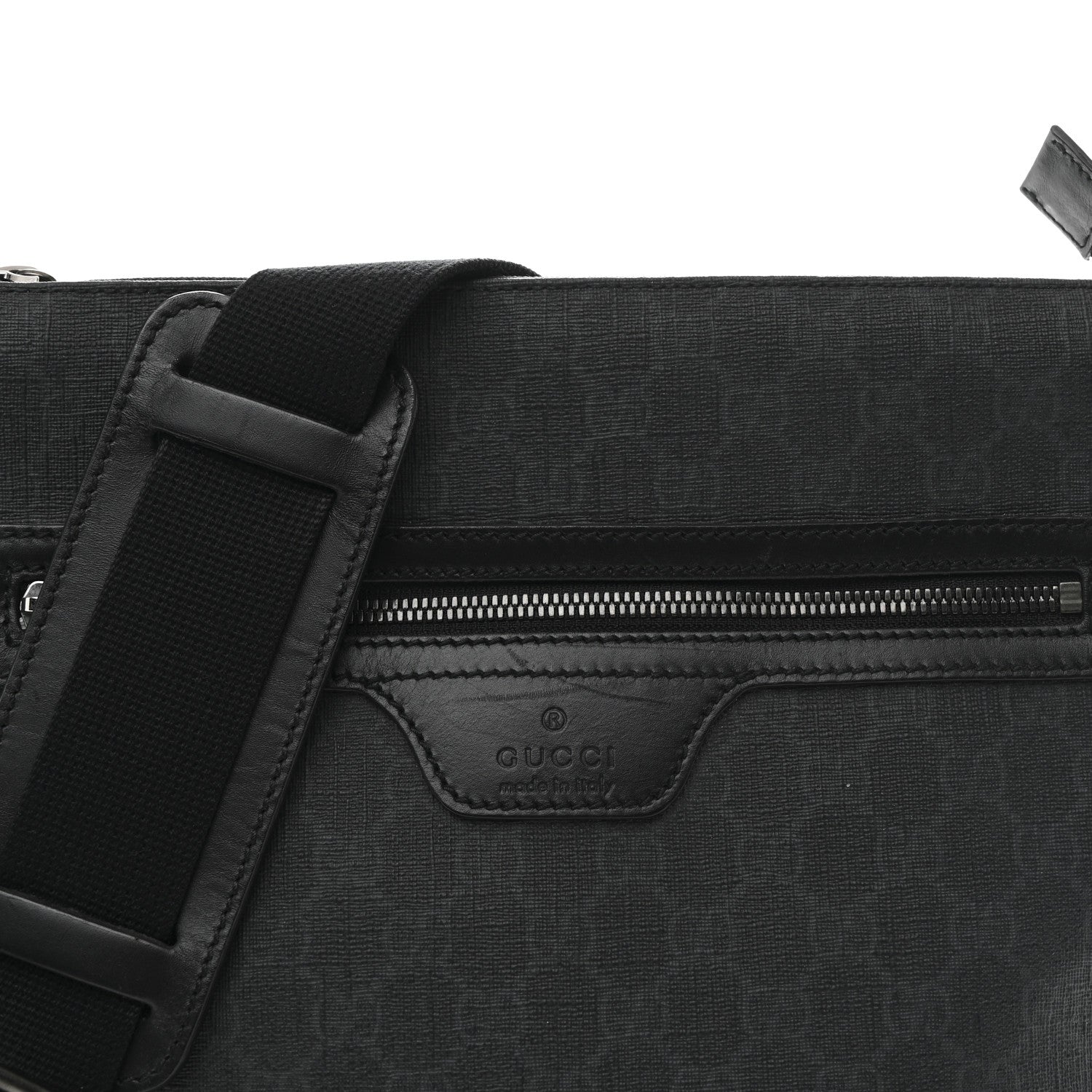Gucci GG Supreme Monogram Crossbody Messenger Bag Black Grey 8 of 14