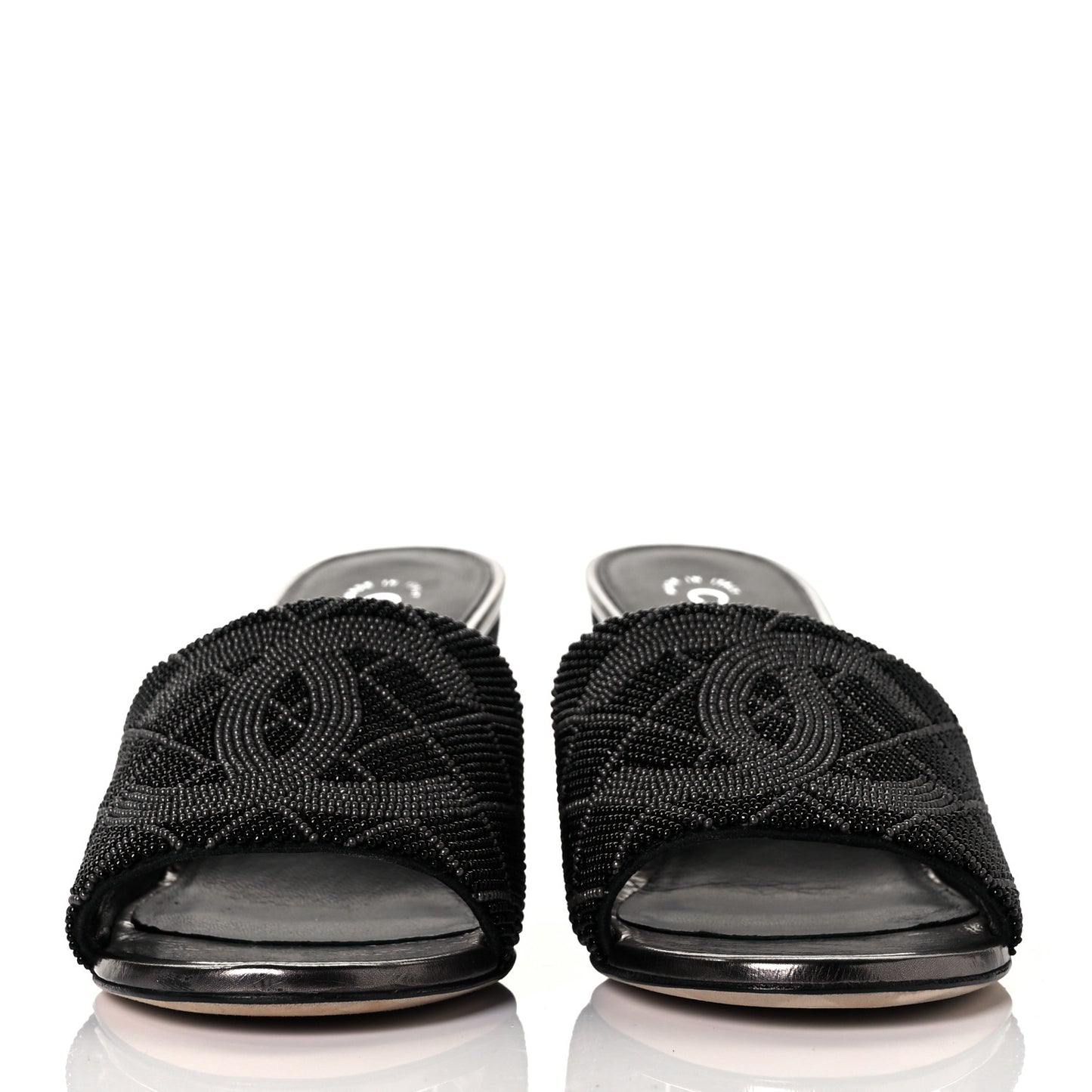 Beaded CC Mule Sandals 38.5 Black