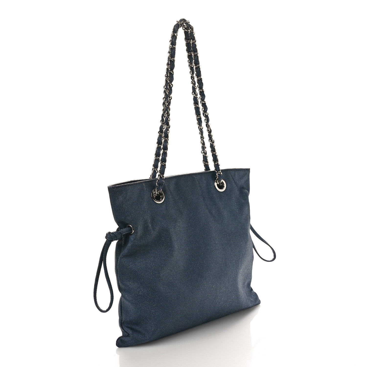 Chanel Denim Small CC Discus Tote Blue 3 of 10