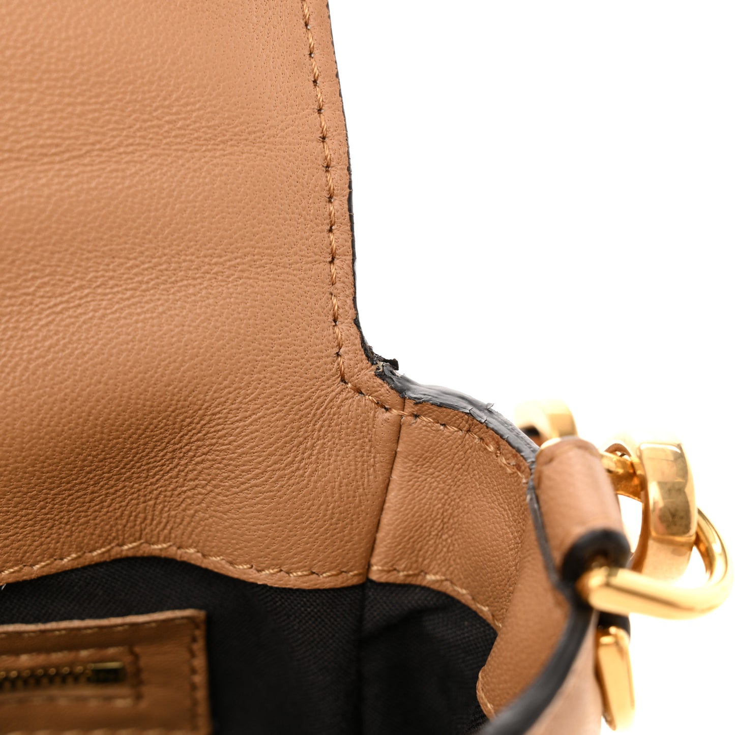 Nappa FF 1974 Embossed Baguette Miele Scuro