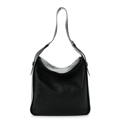 MCM Calfskin Ottomar Monogram Large Aren Flap Hobo Black 1 of 10