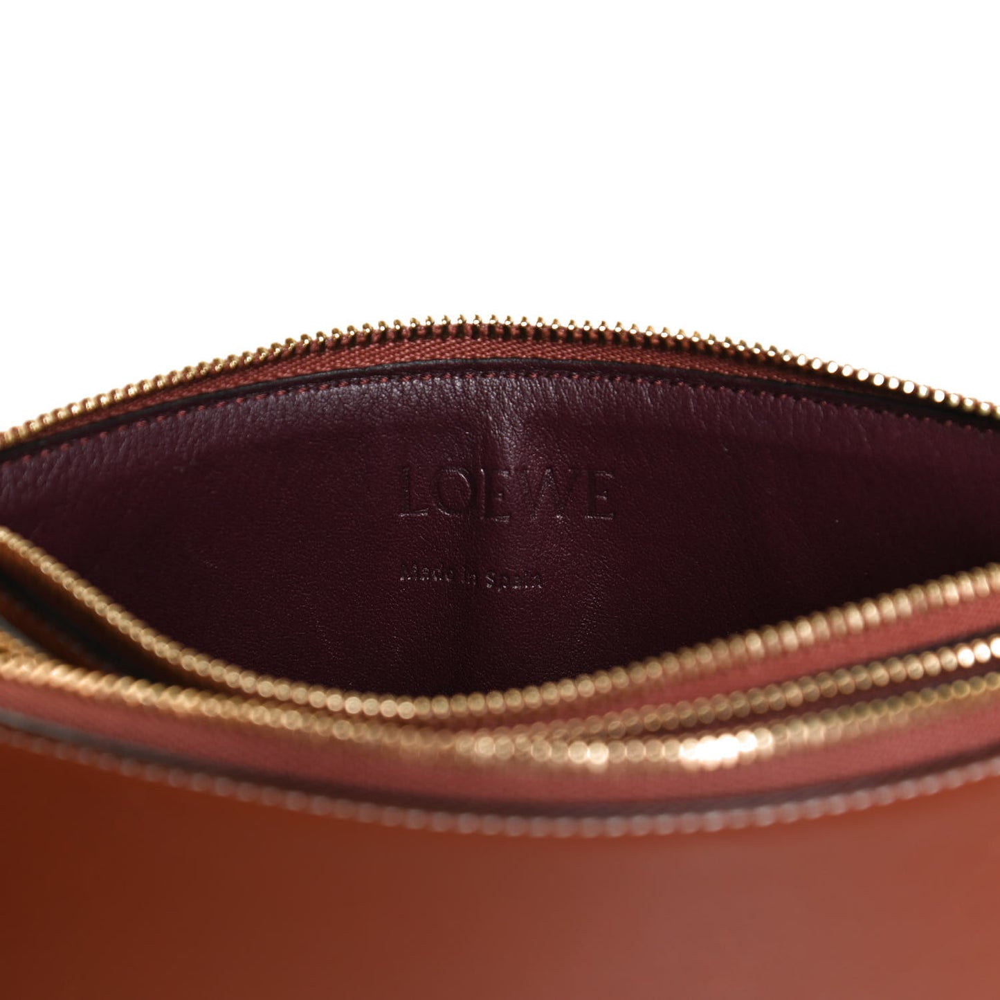 Calfskin Gate Double Zip Pouch Crossbody Brick
