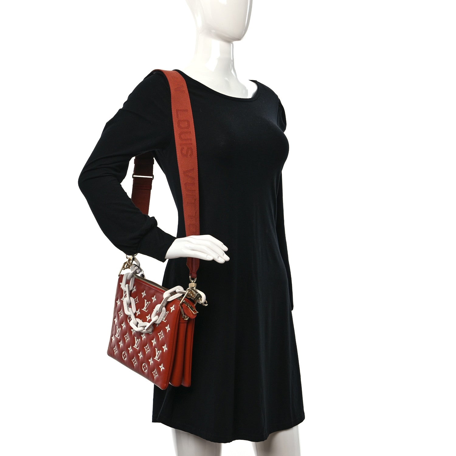 Louis Vuitton Lambskin Embossed Monogram Coussin PM Terracotta Brown 2 of 12