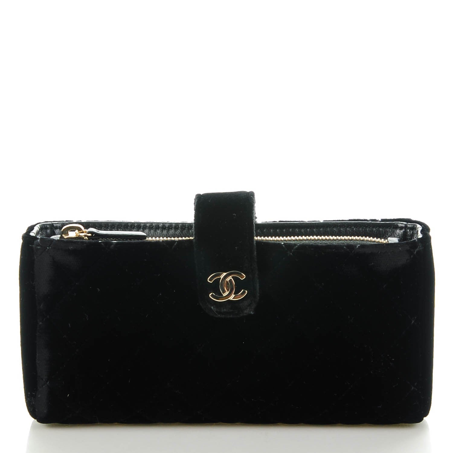 Chanel Velvet Quilted Mini Phone Holder Clutch Black 1 of 8