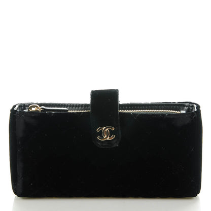 Chanel Velvet Quilted Mini Phone Holder Clutch Black 1 of 8