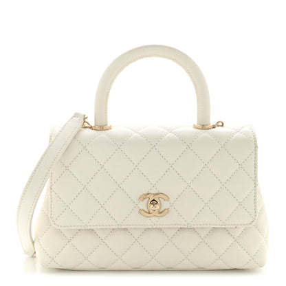 Chanel Caviar Quilted Mini Coco Handle Flap White 1 of 12