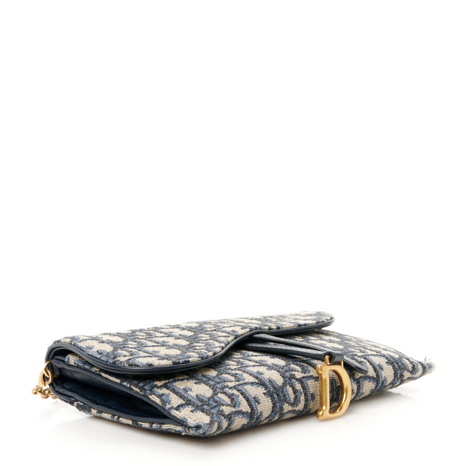 Christian Dior Oblique Saddle Chain Long Wallet Blue 5 of 13