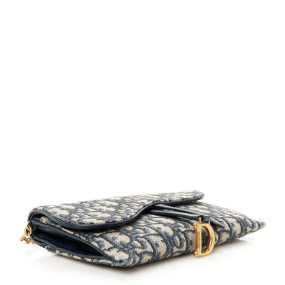 Christian Dior Oblique Saddle Chain Long Wallet Blue 5 of 13