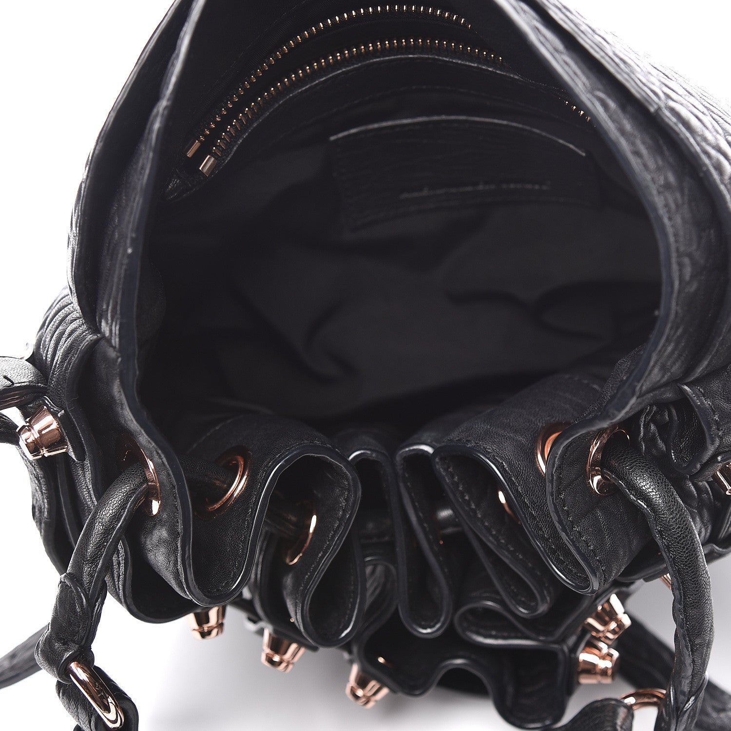 Alexander Wang Pebbled Lambskin Diego Bucket Black Rose Gold Hardware 5 of 10