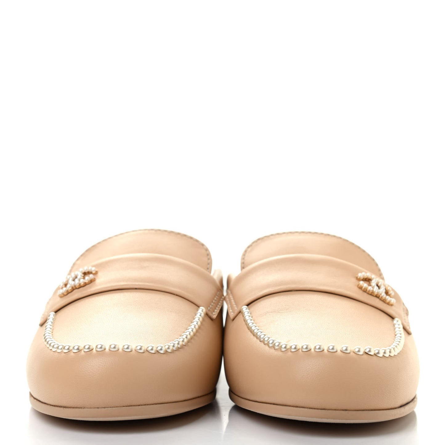Lambskin Pearl CC Mules 37.5 Beige