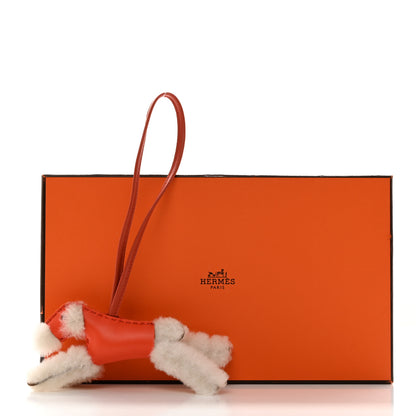 Hermes Milo Lambskin Shearling Budy Charm Orange Poppy 6 of 6