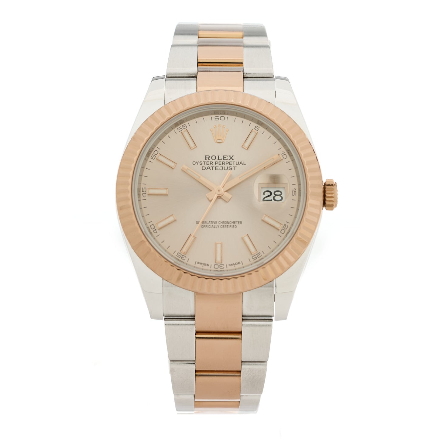 Stainless Steel 18K Everose Gold 41mm Oyster Perpetual Datejust Watch Silver 126331