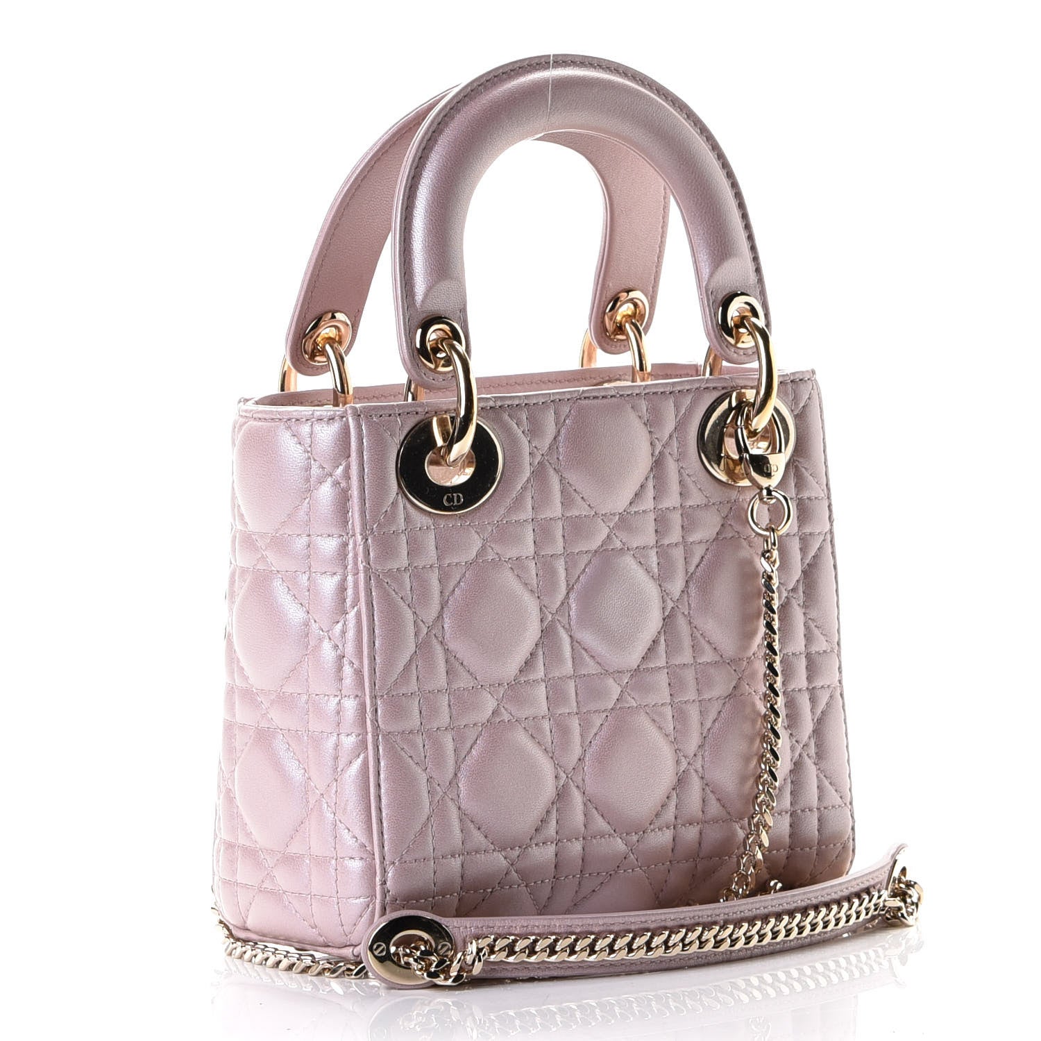 Christian Dior Metallic Lambskin Cannage Mini Lady Dior Lotus 2 of 4