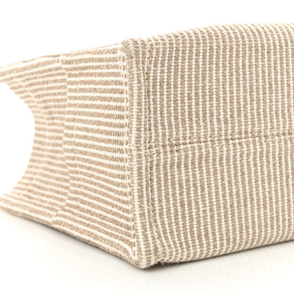 Celine Canvas Calfskin Striped Triomphe Small Cabas Beige 9 of 12